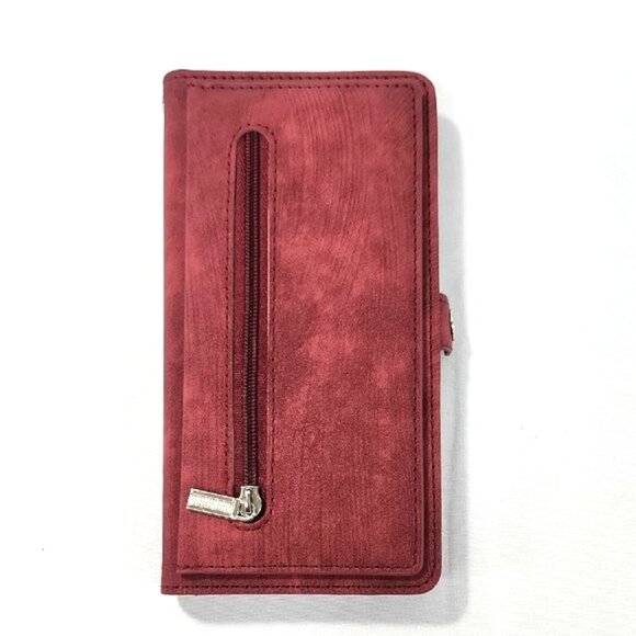 Cell Phone Cover - Red Wallet with Zipper Pocket - Picture 1 of 4